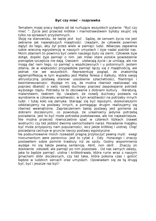 Mieć czy być? Przykłady z literatury ukazujące dylemat egzystencjalny